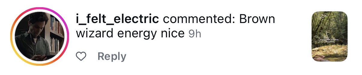 Comment: Brown wizard energy nice