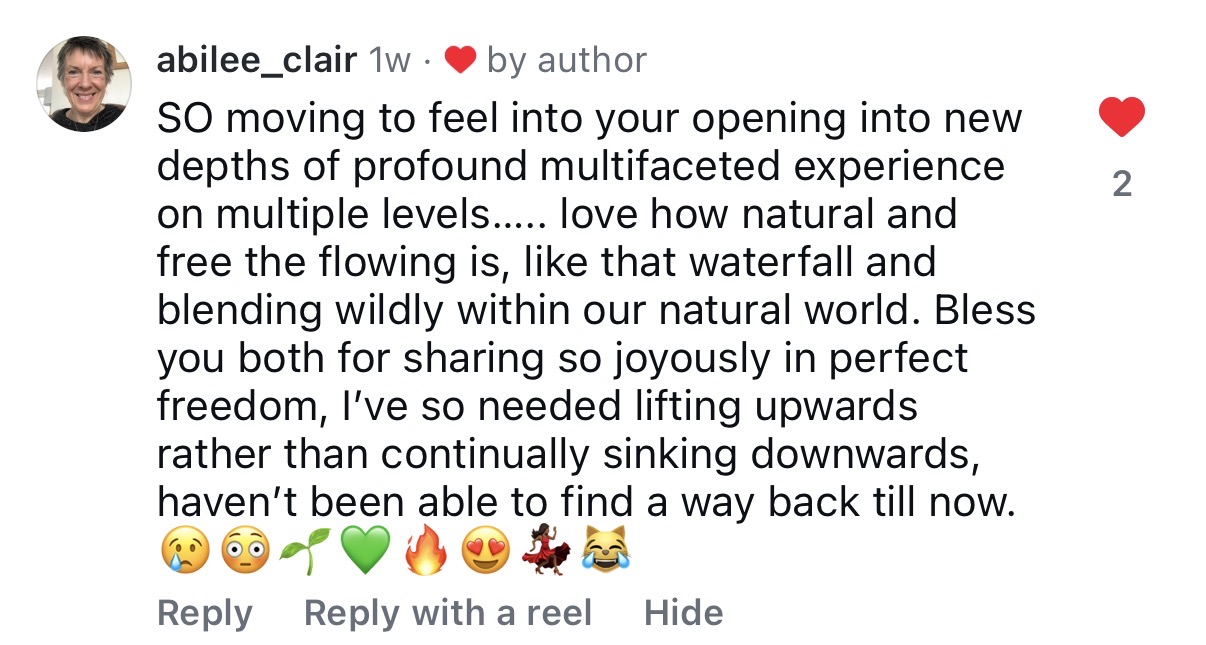 Comment: so moving to feel into your opening into new depths of profound multifaceted experience